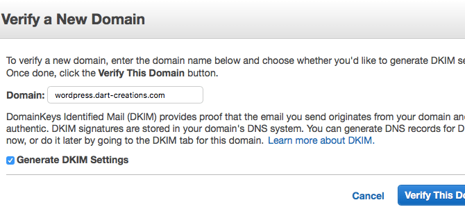 aws_verify_domain AWS Verify SES domain