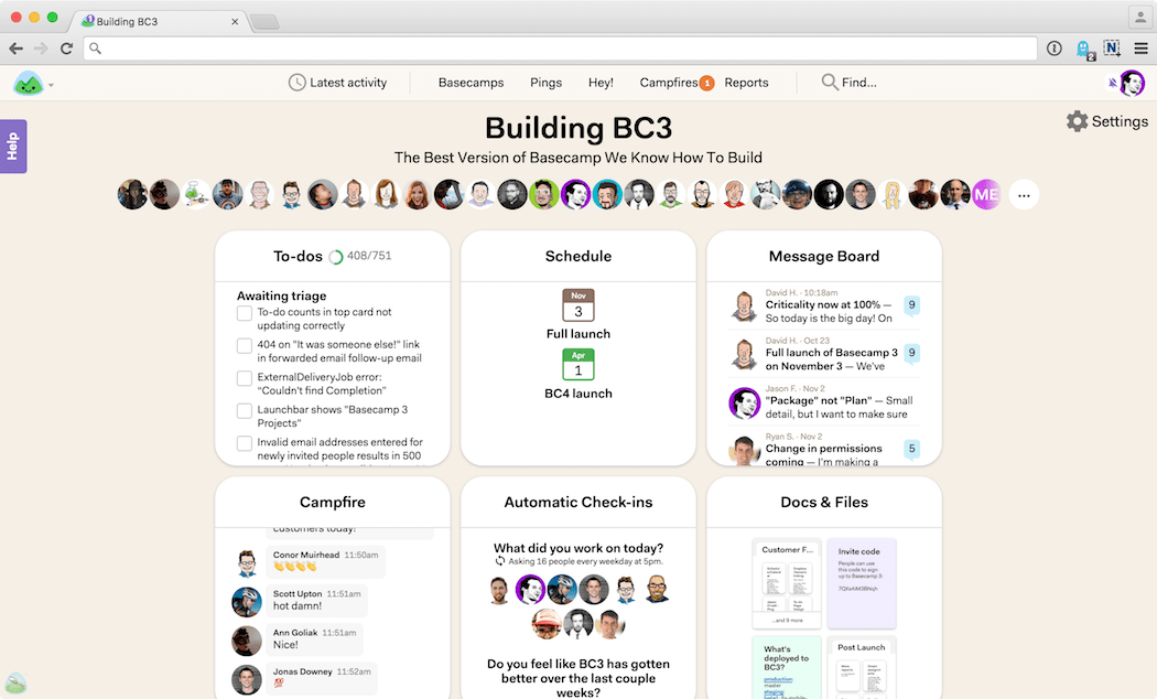The latest version of Basecamp - v3