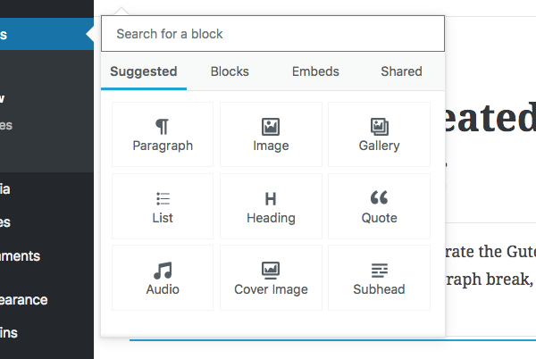 Selecting a block