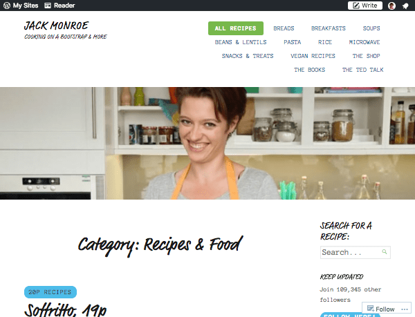 Cooking on a Bootstrap website