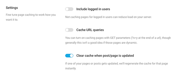Hummingbird caching settings