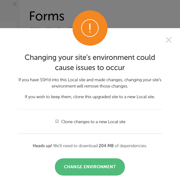Changing your local environment could cause issues to occur