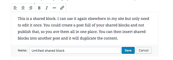 creating a shared block