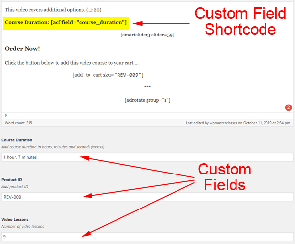 Custom fields in post editor screen.
