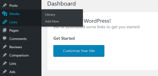 Screenshot of WordPress admin with lists, links, reviews, posts and other custom post types