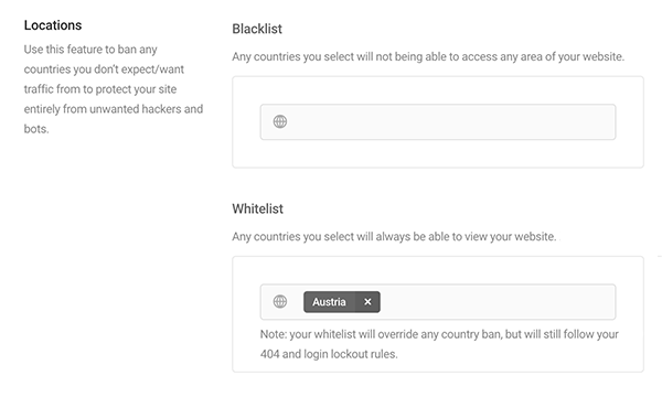 Country select for geo-location IP ban in Defender