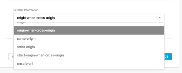 defender-referrer-policy Choose different options with this security header