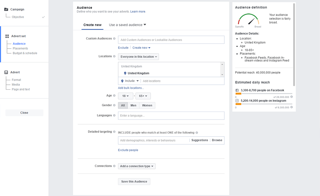 Facebook ads audience targeting