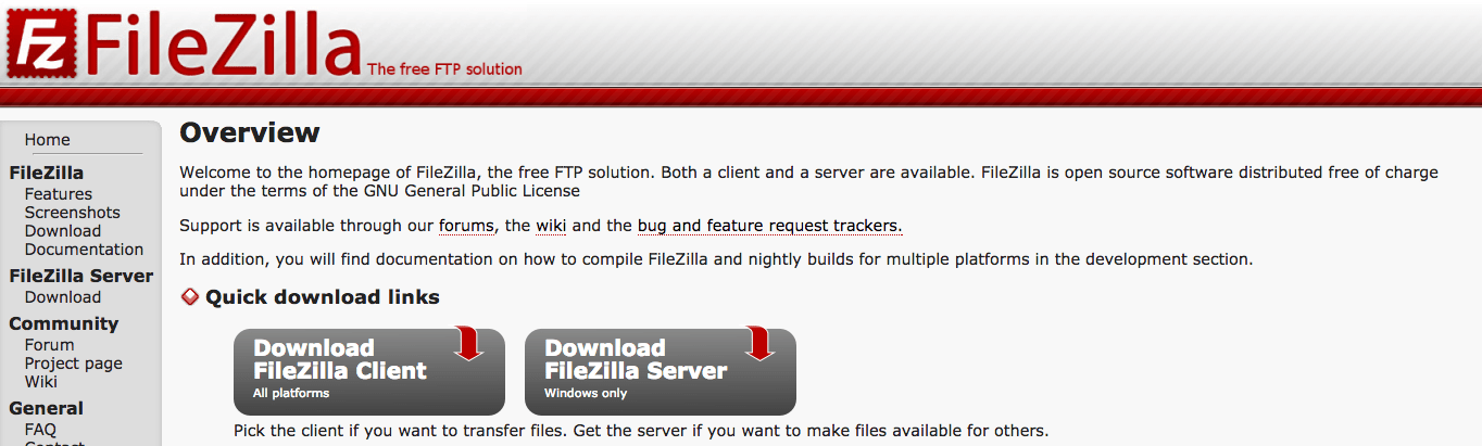 FileZilla download website