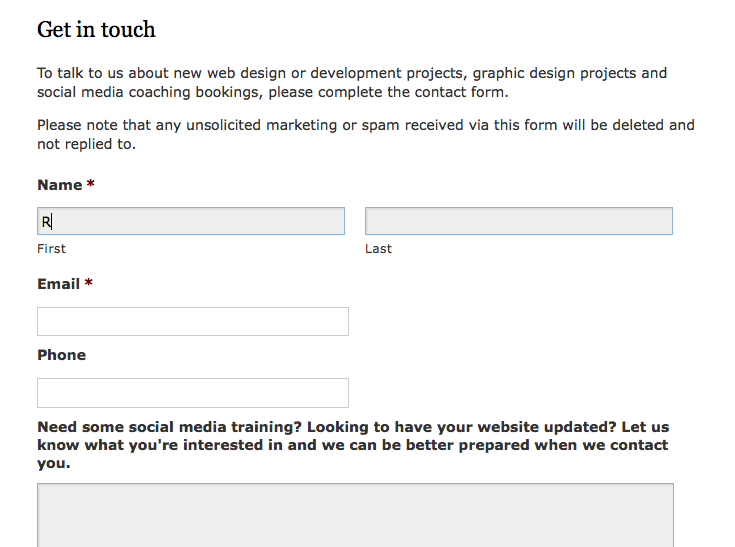 Contact form on my website