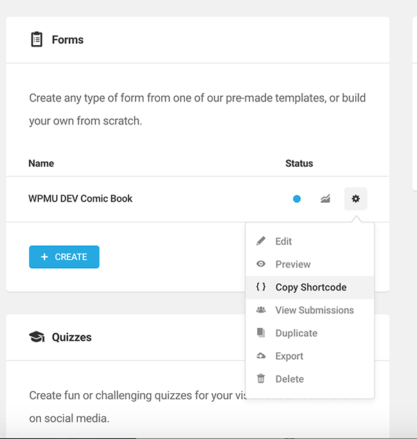 forminator-copy-shortcode Copy the shortcode from Forminator.