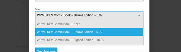forminator-dropdown Forminator dropdown with comic books.