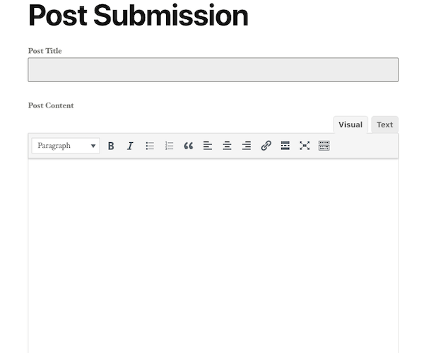 A live view of a post submission form