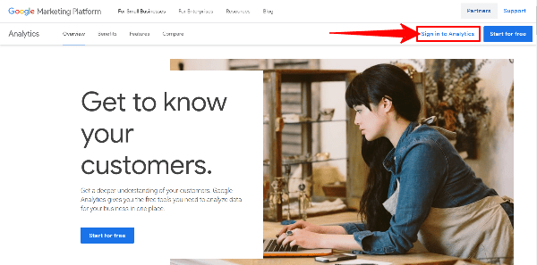 Sign in to Google Analytics