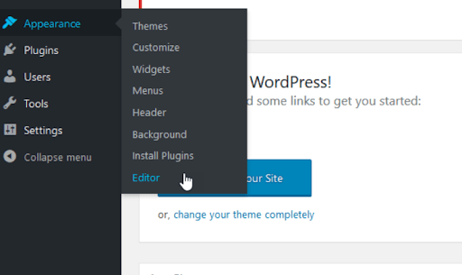 Go to Appearance > Editor