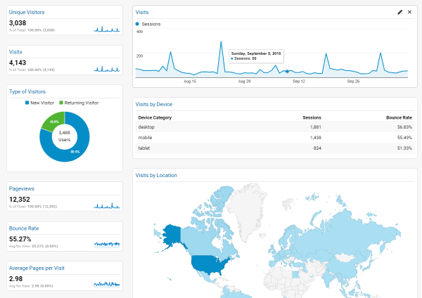 Screenshot of Google Analytics Audience Overview