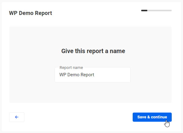 Create a New Report screen