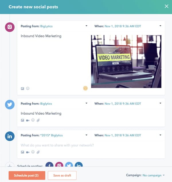 HubSpot Social Scheduling Tool