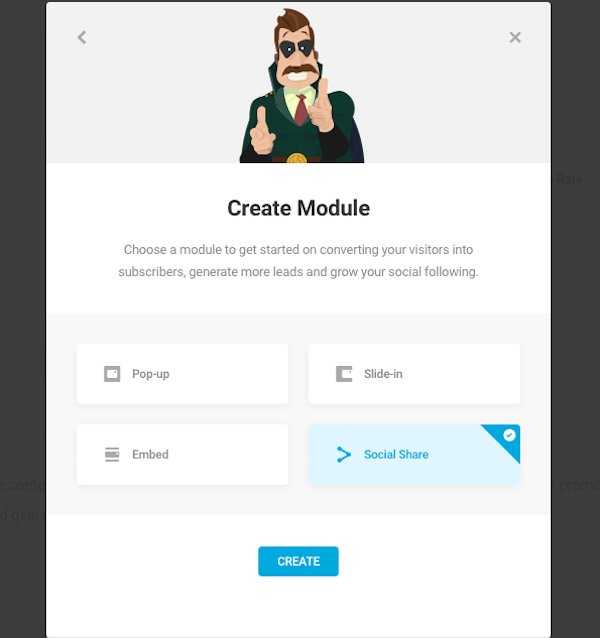 Select the social sharing option