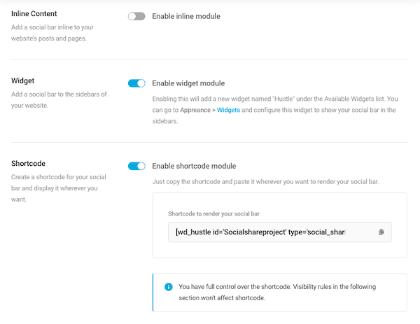 Adjust the settings of your inline bar