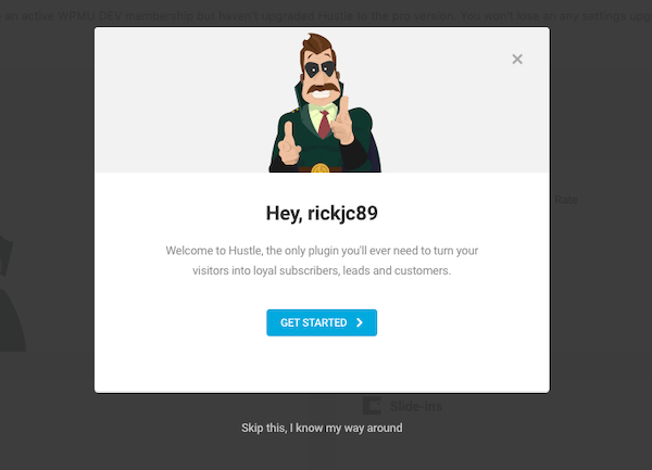 The first greeting message by hustle