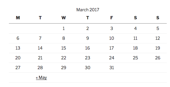The Calendar Widget also comes standard with WordPress