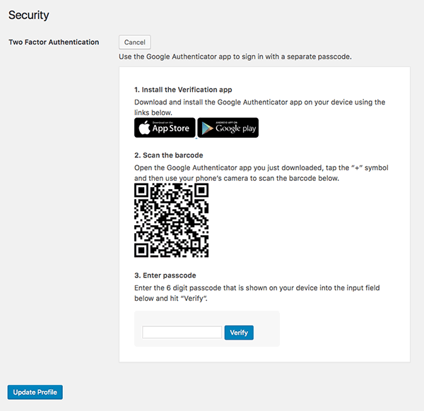 Complete Defender two-factor authentication setup