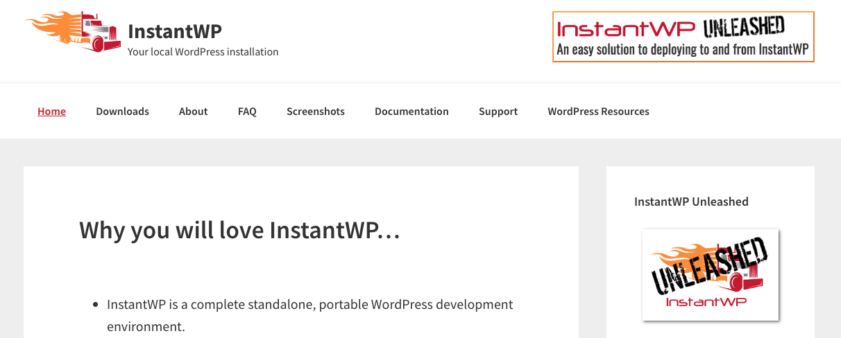 A look at the instant WP website