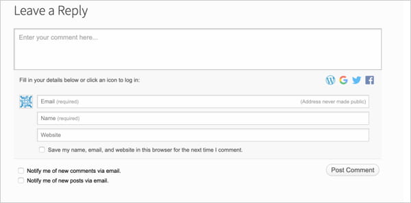 Jetpack Comments social feature for WordPress.