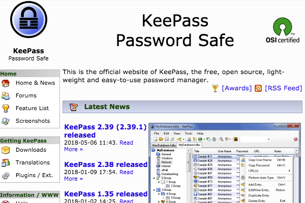 KeePass's website