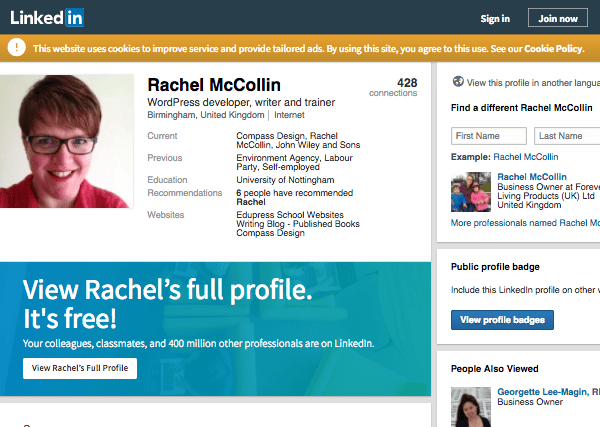 Rachel McCollin's profile on LinkedIn
