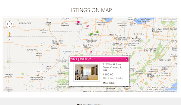 an example of displaying the listings on a map