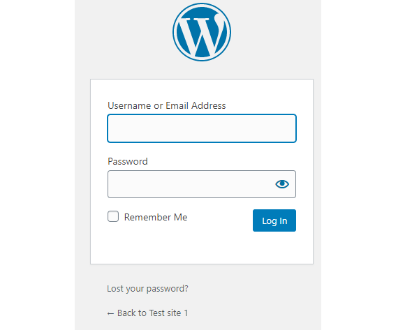 Screenshot of the WordPress login page.