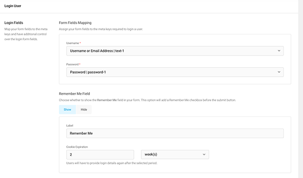 Login features for Forminator.