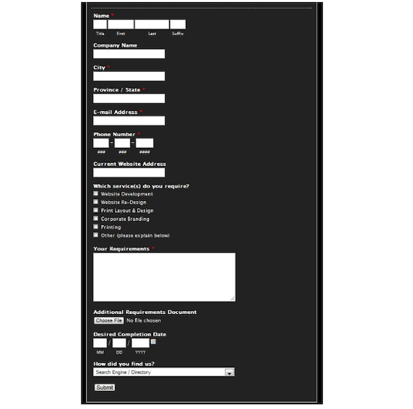 An example of a sign up form thats far too long