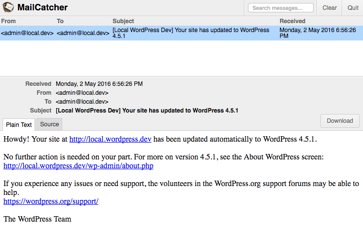 Mailcatcher Interface