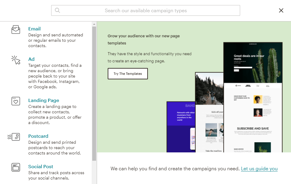 mailchimp campaign types