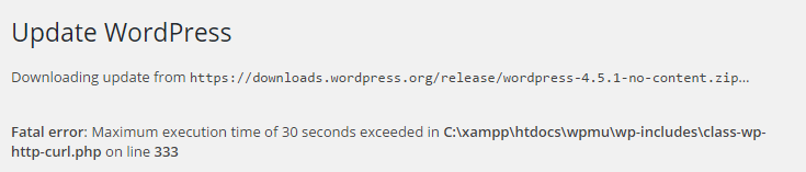 max-ex-time error message stating that the maximum execution time has been exceeded