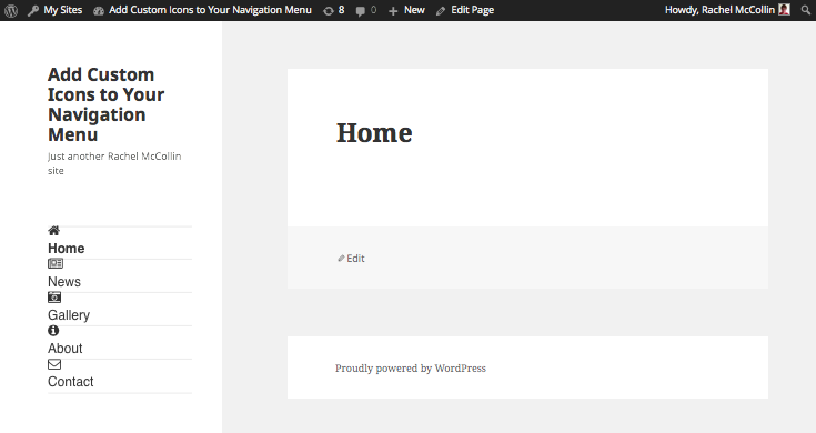 Menu icons on home page - menu item width corrected to full width of container