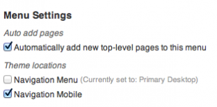 Screen snippet showing additional menu location in Theme Locations
