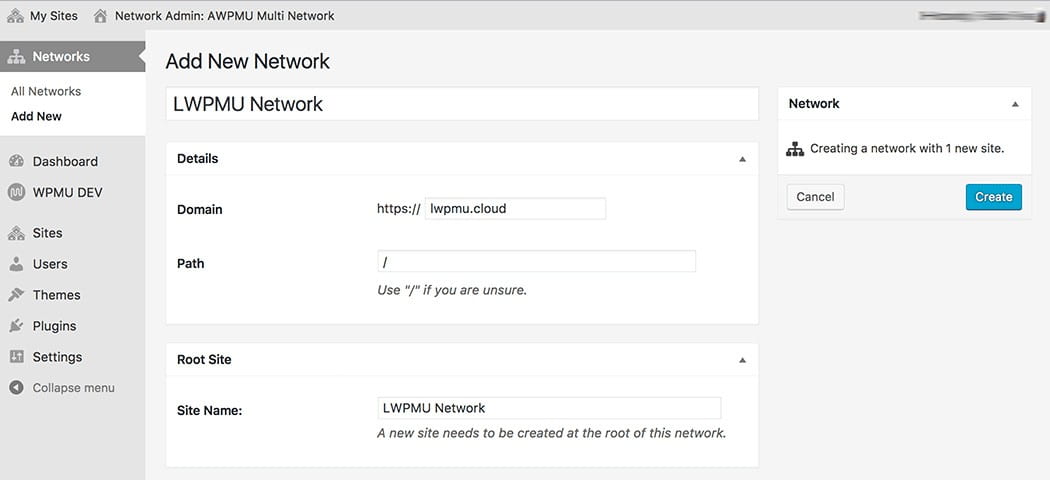 Adding a network.
