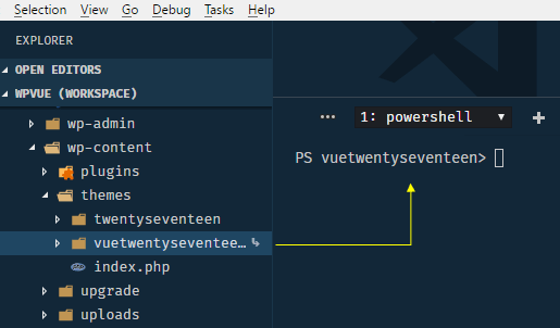 navigate to wordpress theme