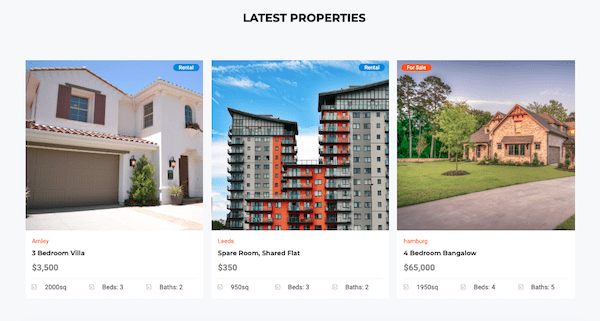 An example of what the property listings looks like