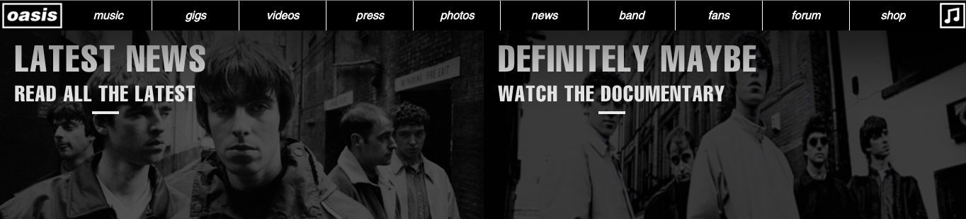 Sticky header in action on the full-width Oasis site.