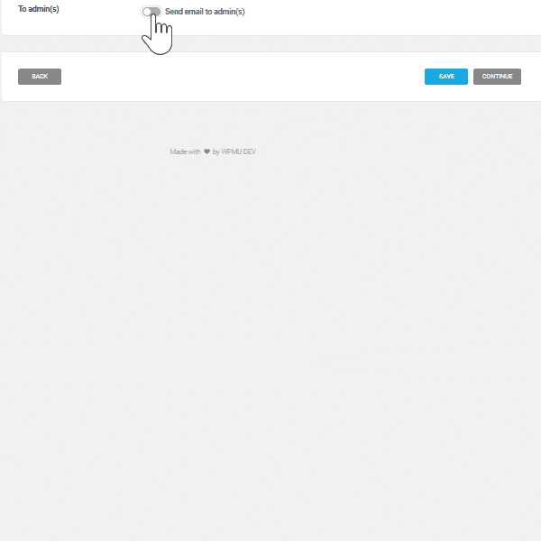 Send admin email in Forminator