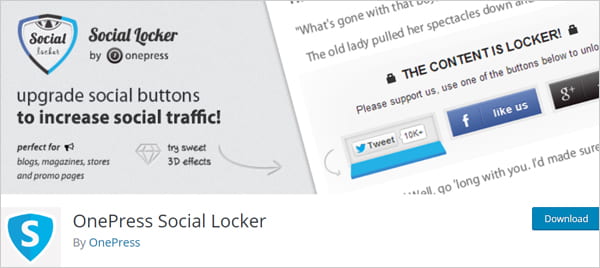 OnePress Social Locker social gateway plugin for WordPress.
