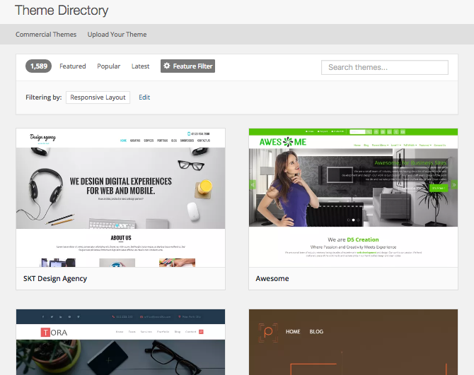 WordPress theme directory - responsive themes