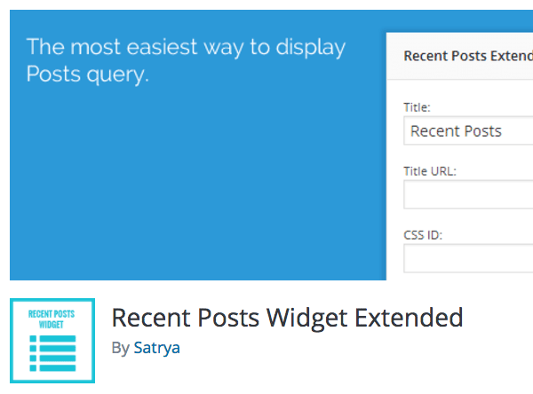 The Recent Posts Widget Extended plugin is available to download for free from the WordPress.org repository.