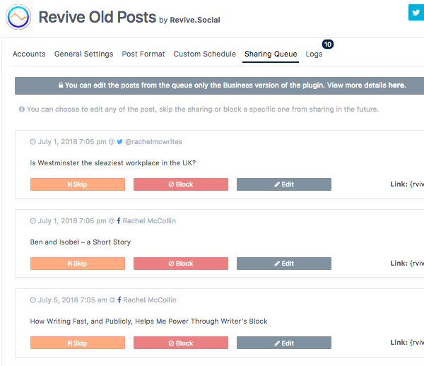 revive old posts dashboards