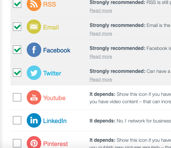 Choose from a range of social networks